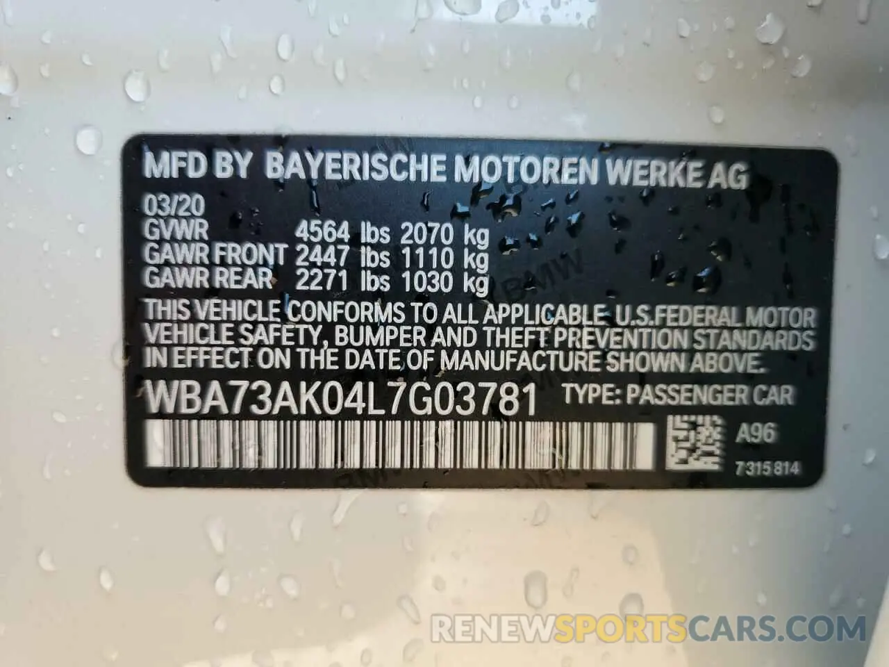 12 Photograph of a damaged car WBA73AK04L7G03781 BMW 2 SERIES 2020