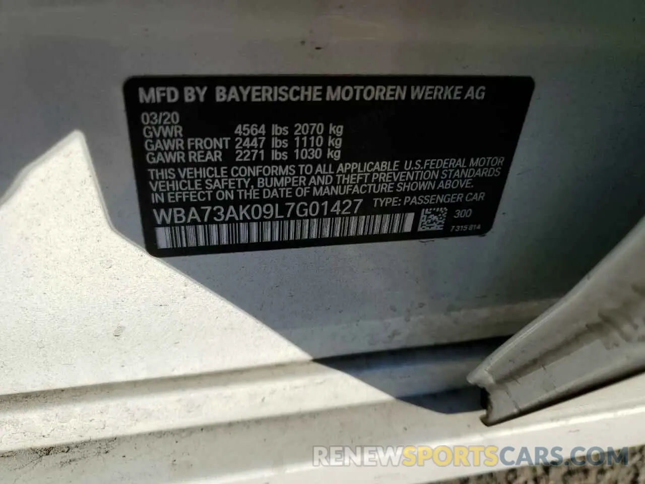 12 Photograph of a damaged car WBA73AK09L7G01427 BMW 2 SERIES 2020