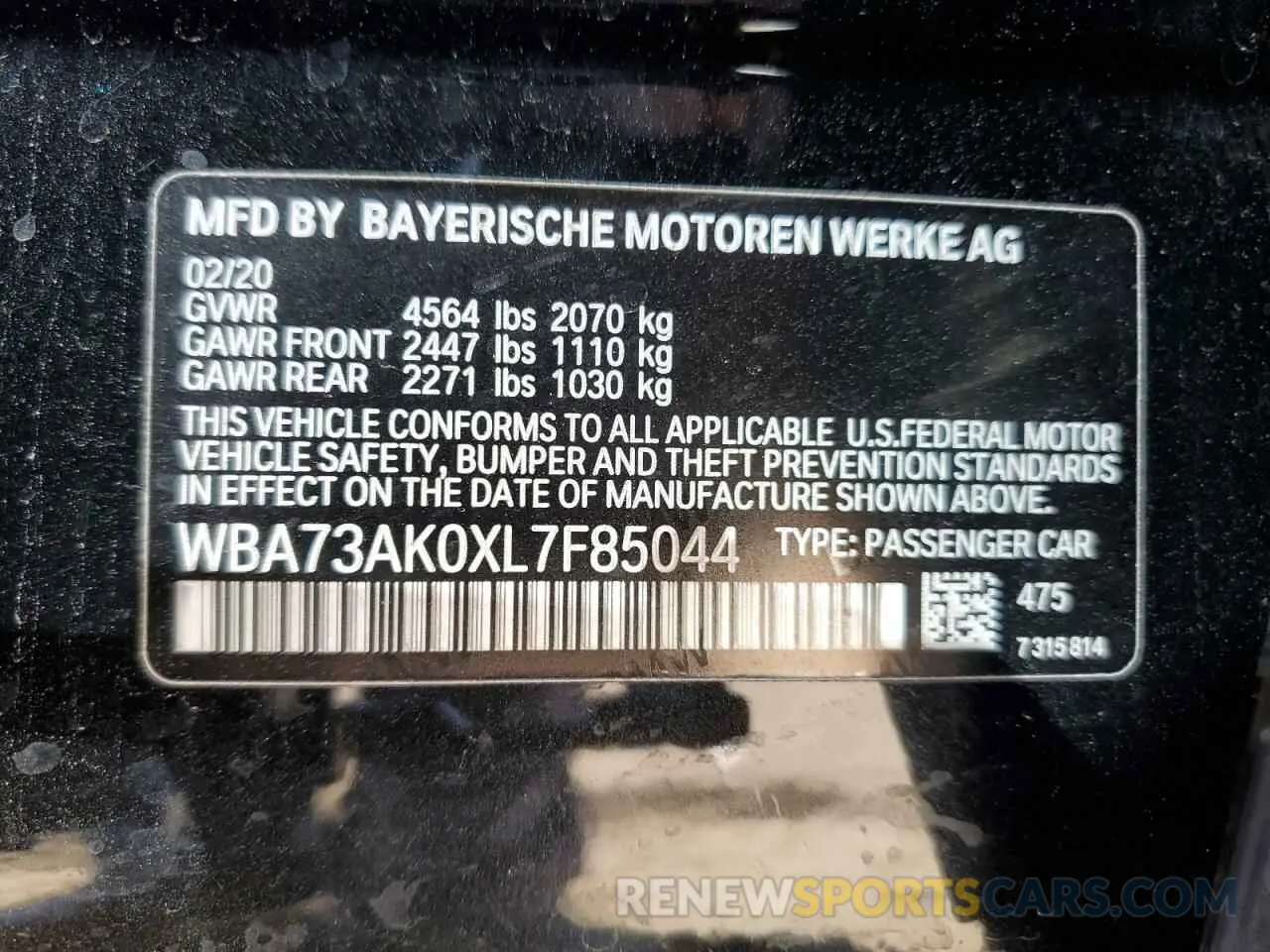 12 Photograph of a damaged car WBA73AK0XL7F85044 BMW 2 SERIES 2020