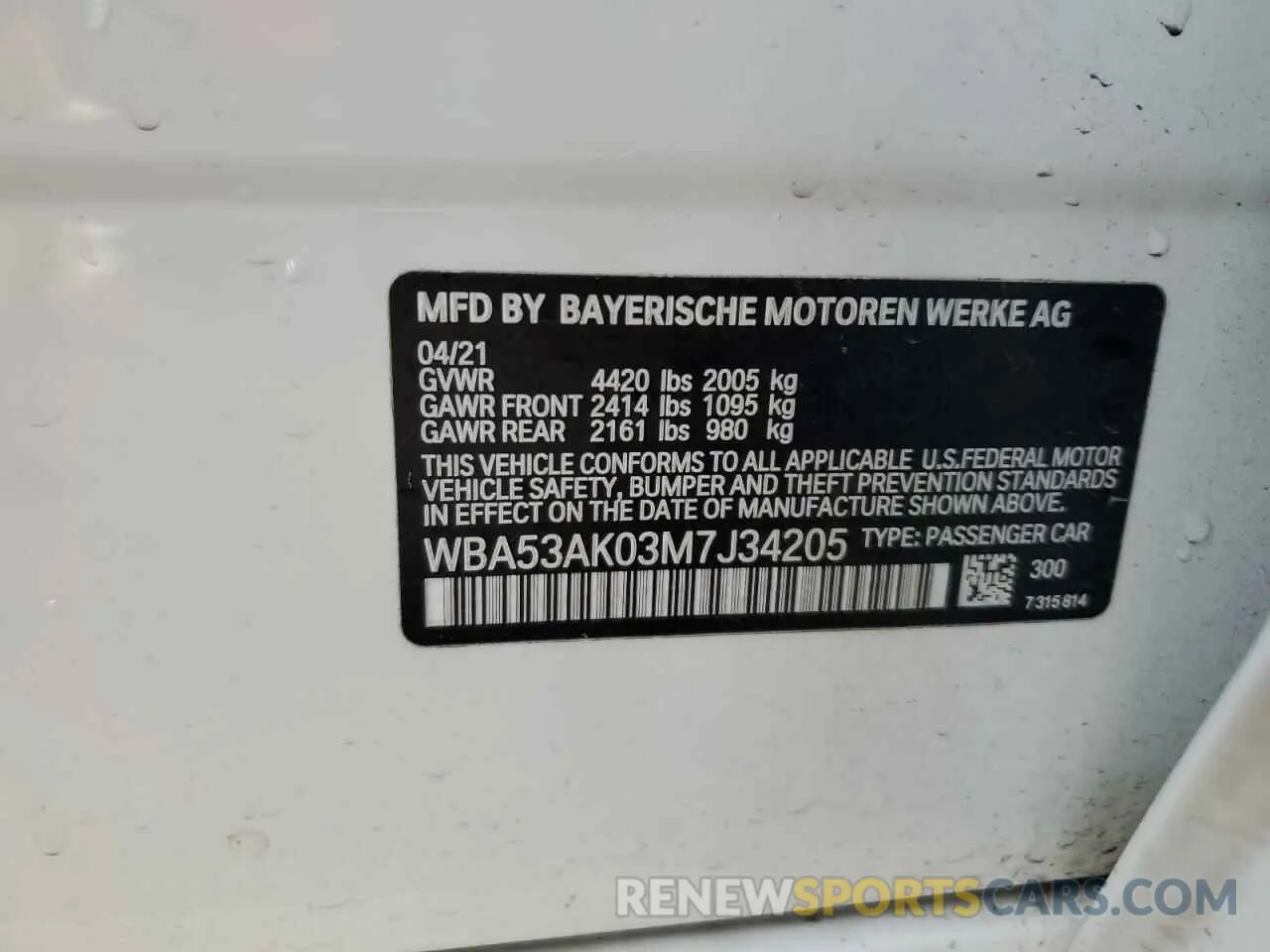13 Photograph of a damaged car WBA53AK03M7J34205 BMW 2 SERIES 2021