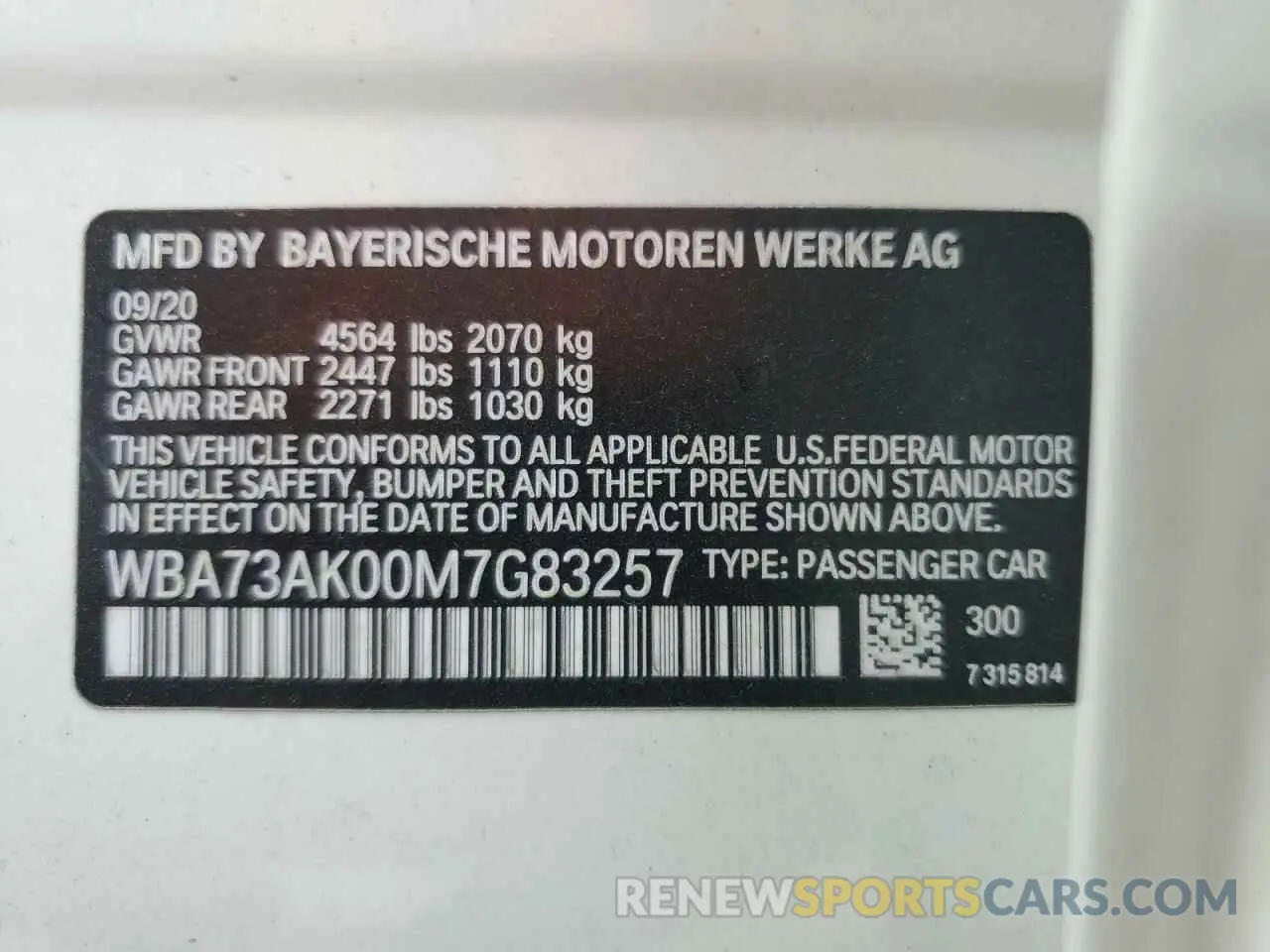 12 Photograph of a damaged car WBA73AK00M7G83257 BMW 2 SERIES 2021