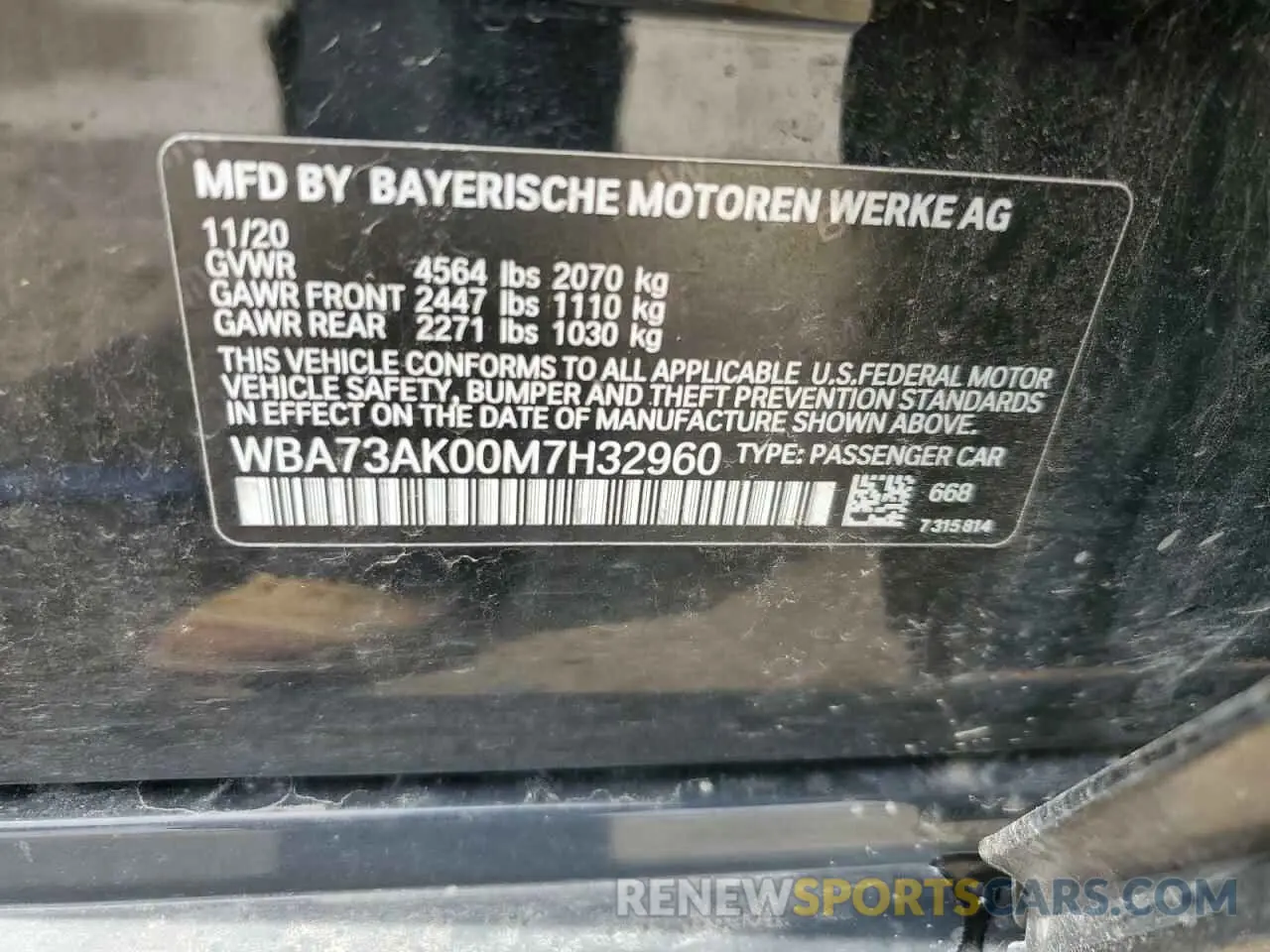12 Photograph of a damaged car WBA73AK00M7H32960 BMW 2 SERIES 2021