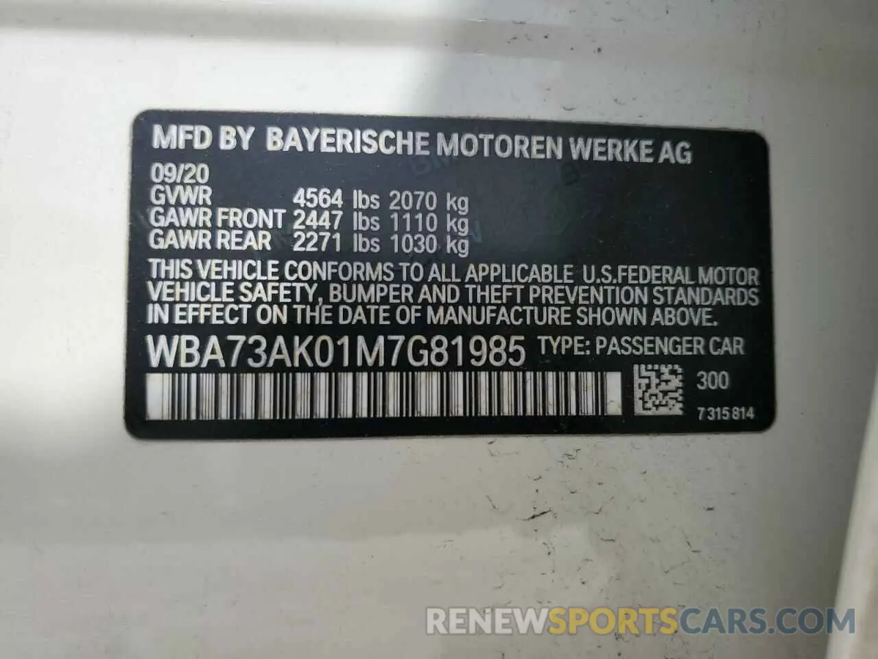 12 Photograph of a damaged car WBA73AK01M7G81985 BMW 2 SERIES 2021