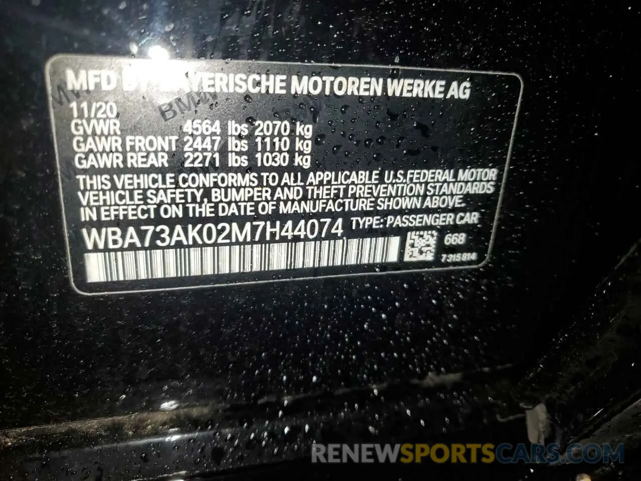 12 Photograph of a damaged car WBA73AK02M7H44074 BMW 2 SERIES 2021