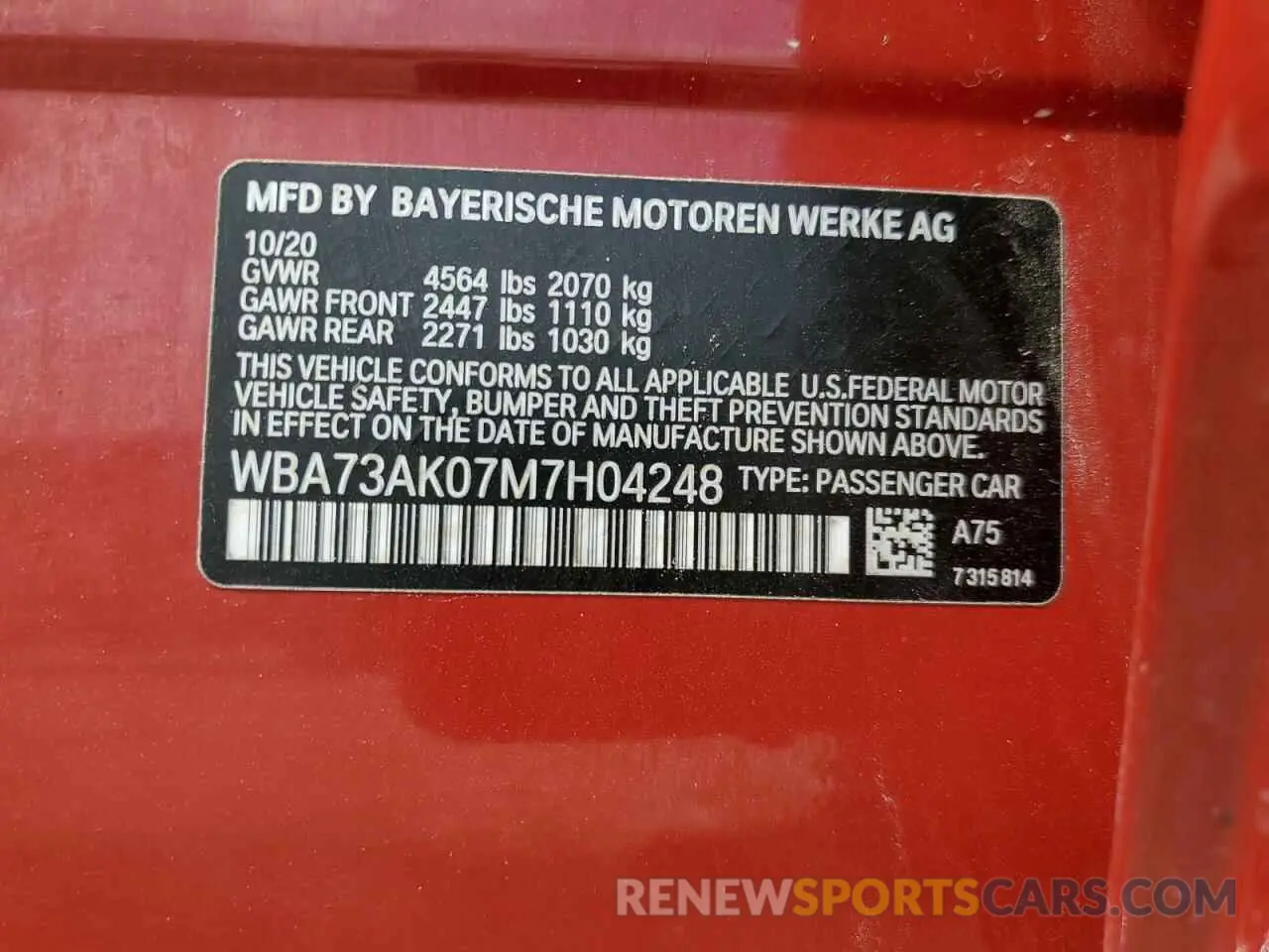 12 Photograph of a damaged car WBA73AK07M7H04248 BMW 2 SERIES 2021
