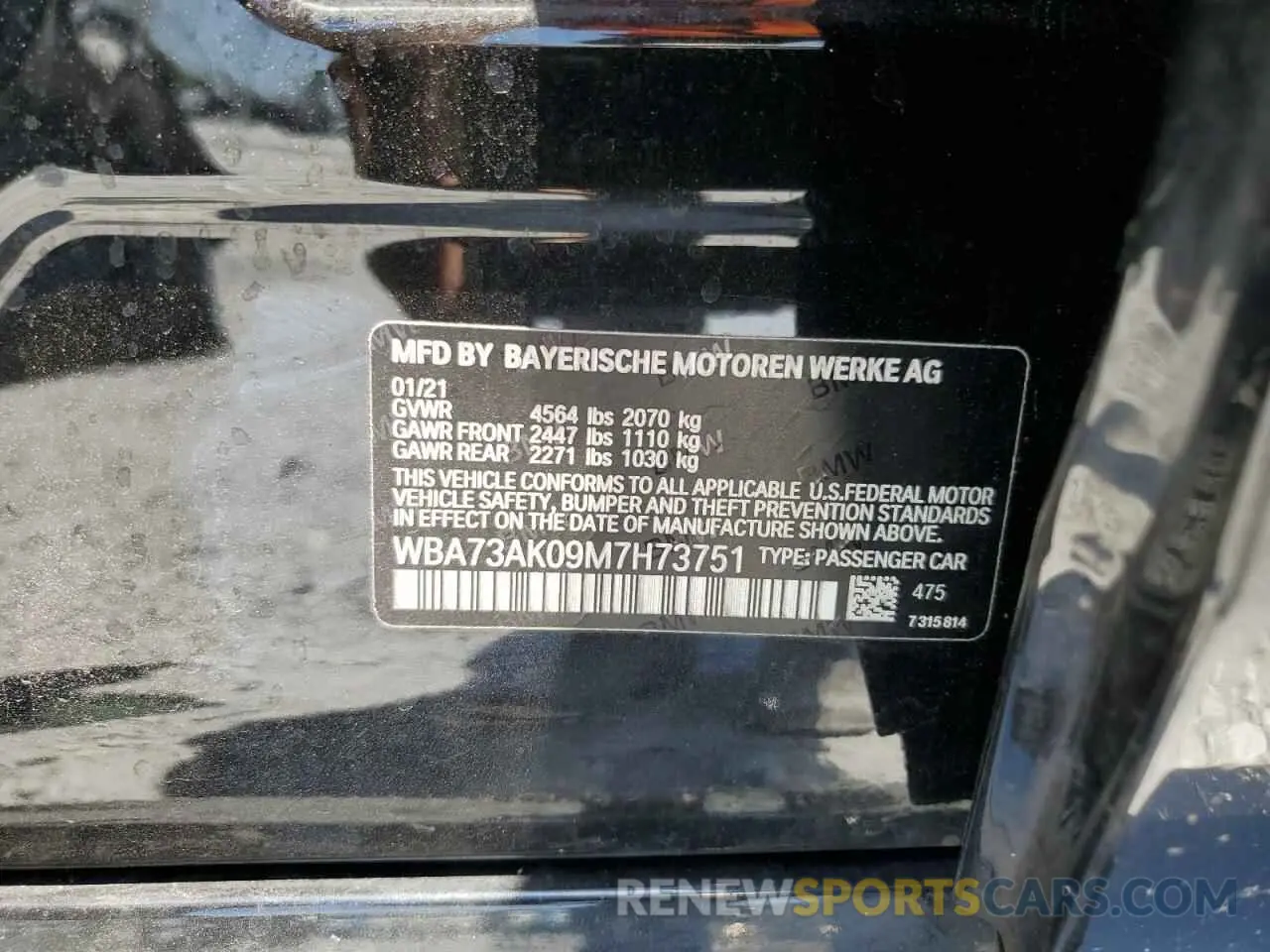 13 Photograph of a damaged car WBA73AK09M7H73751 BMW 2 SERIES 2021