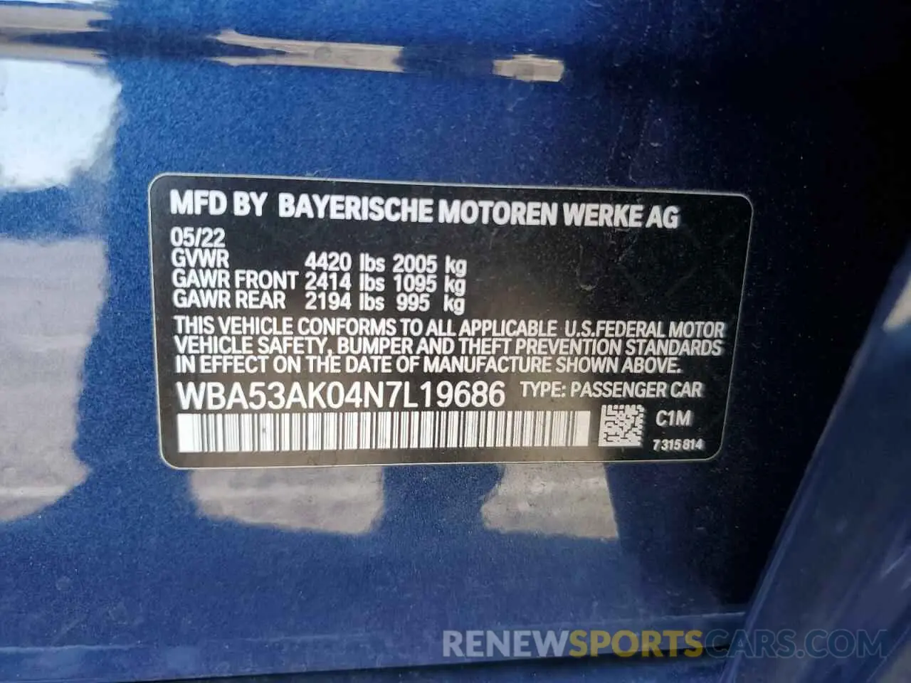 13 Photograph of a damaged car WBA53AK04N7L19686 BMW 2 SERIES 2022