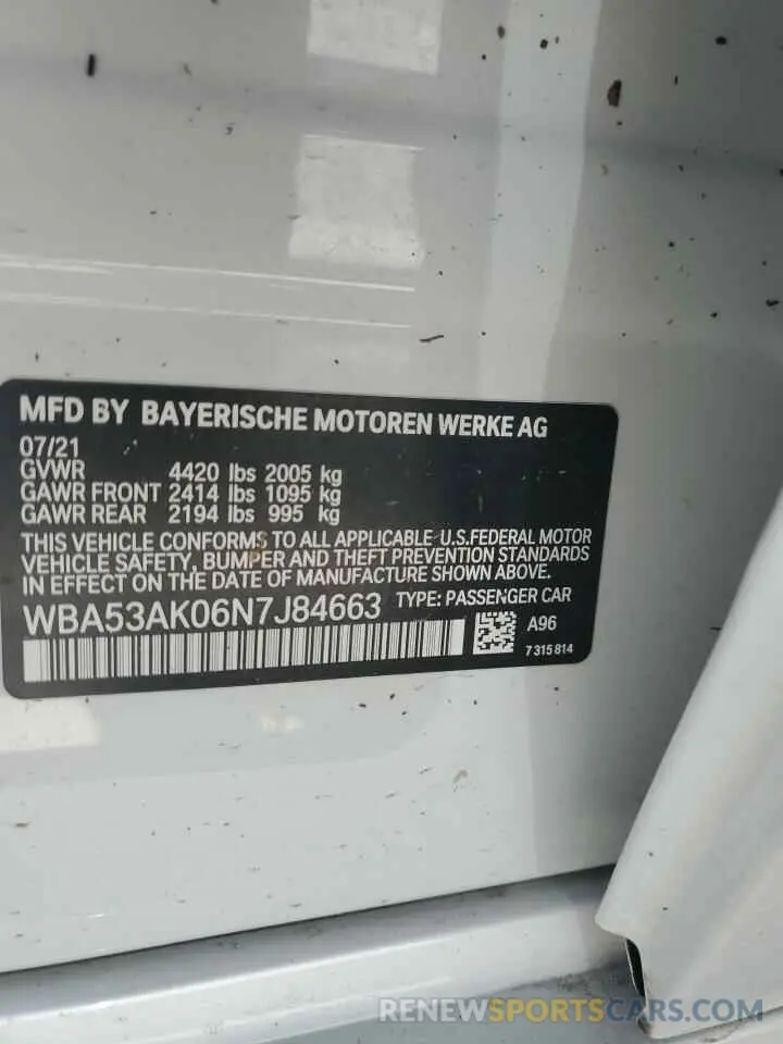 13 Photograph of a damaged car WBA53AK06N7J84663 BMW 2 SERIES 2022