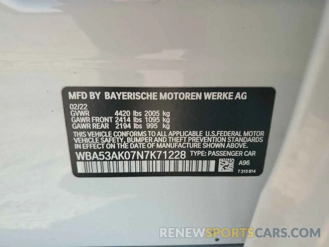 12 Photograph of a damaged car WBA53AK07N7K71228 BMW 2 SERIES 2022