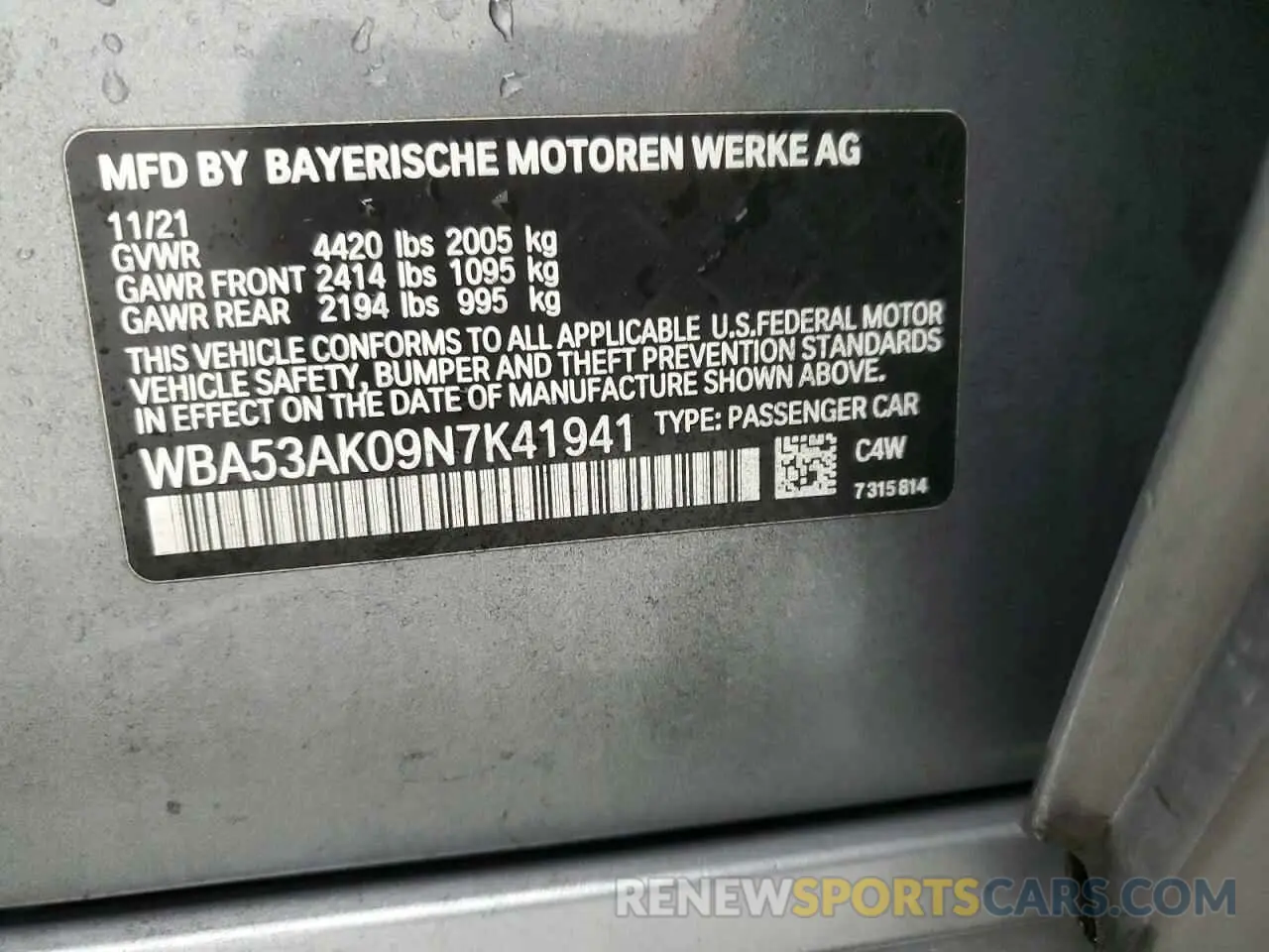 12 Photograph of a damaged car WBA53AK09N7K41941 BMW 2 SERIES 2022