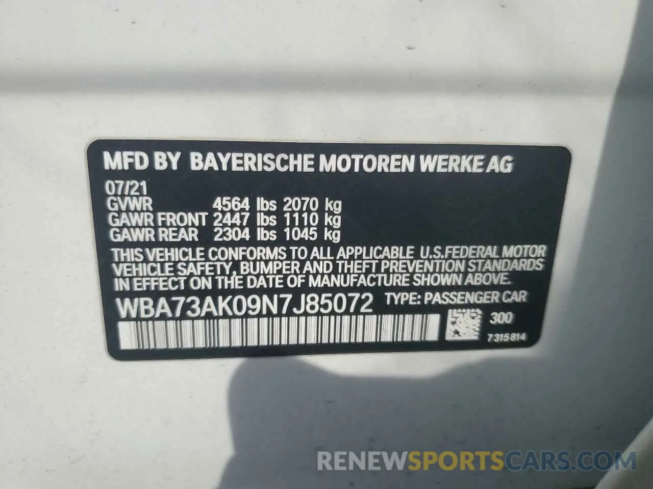 12 Photograph of a damaged car WBA73AK09N7J85072 BMW 2 SERIES 2022