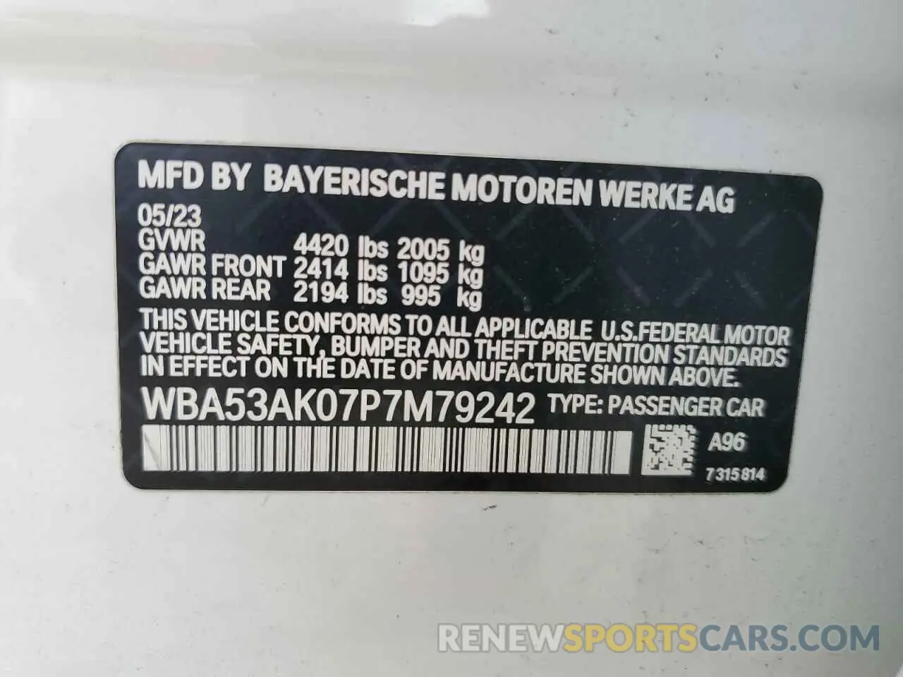 12 Photograph of a damaged car WBA53AK07P7M79242 BMW 2 SERIES 2023