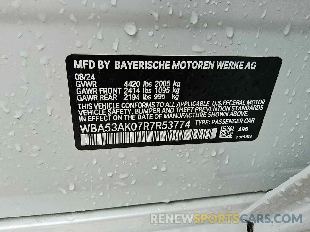 12 Photograph of a damaged car WBA53AK07R7R53774 BMW 2 SERIES 2024