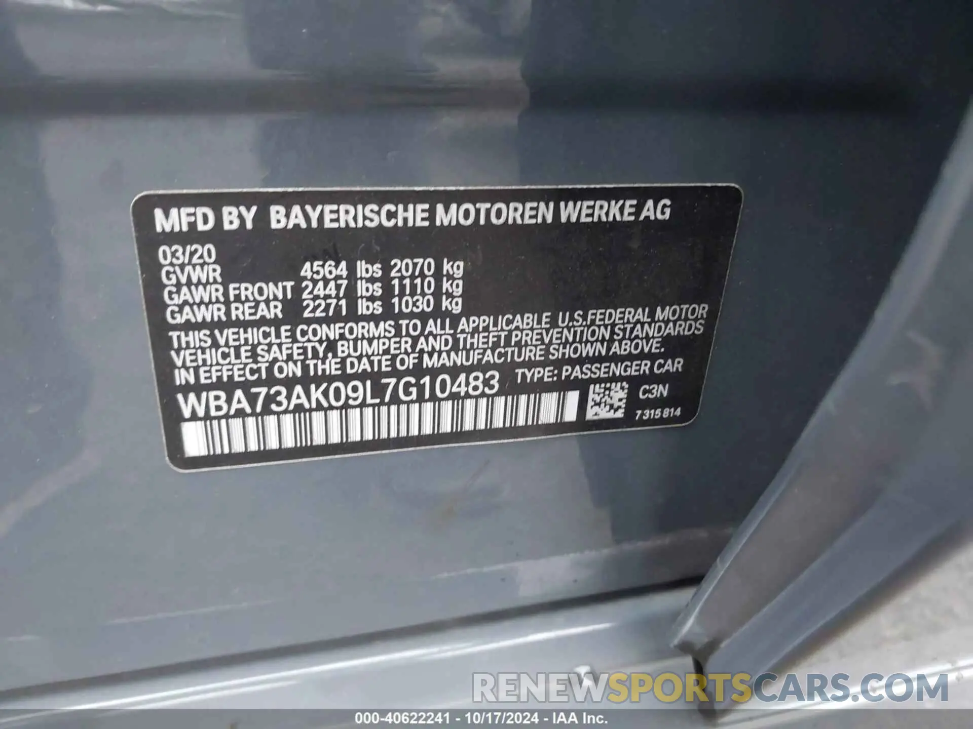 9 Photograph of a damaged car WBA73AK09L7G10483 BMW 228I GRAN COUPE 2020