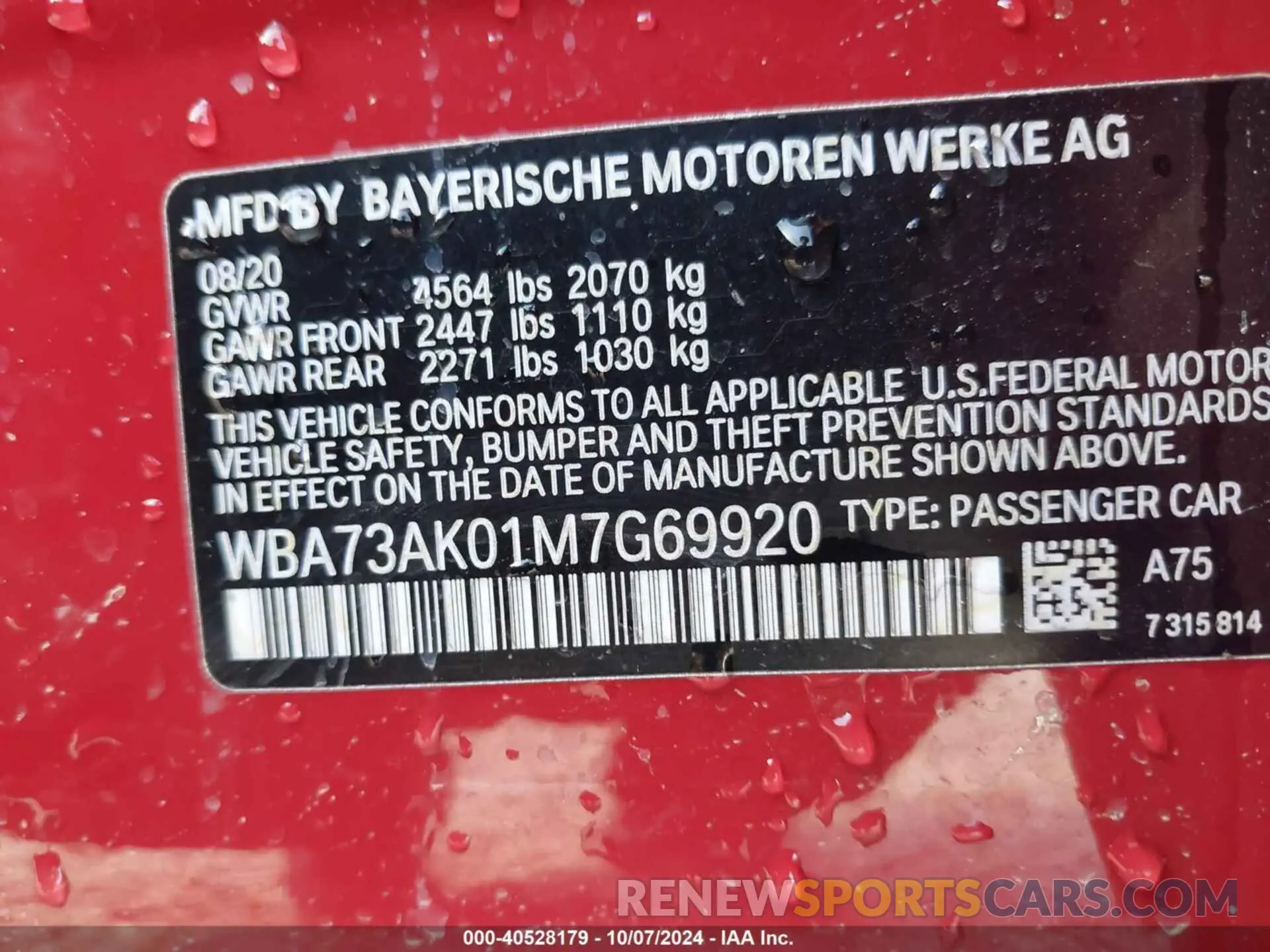 9 Photograph of a damaged car WBA73AK01M7G69920 BMW 228I GRAN COUPE 2021