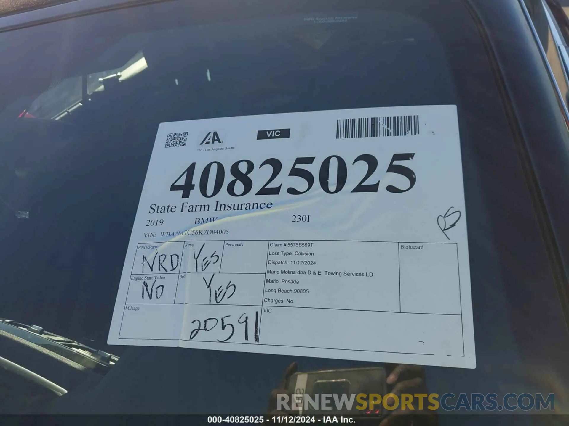 19 Photograph of a damaged car WBA2M7C56K7D04005 BMW 230I 2019
