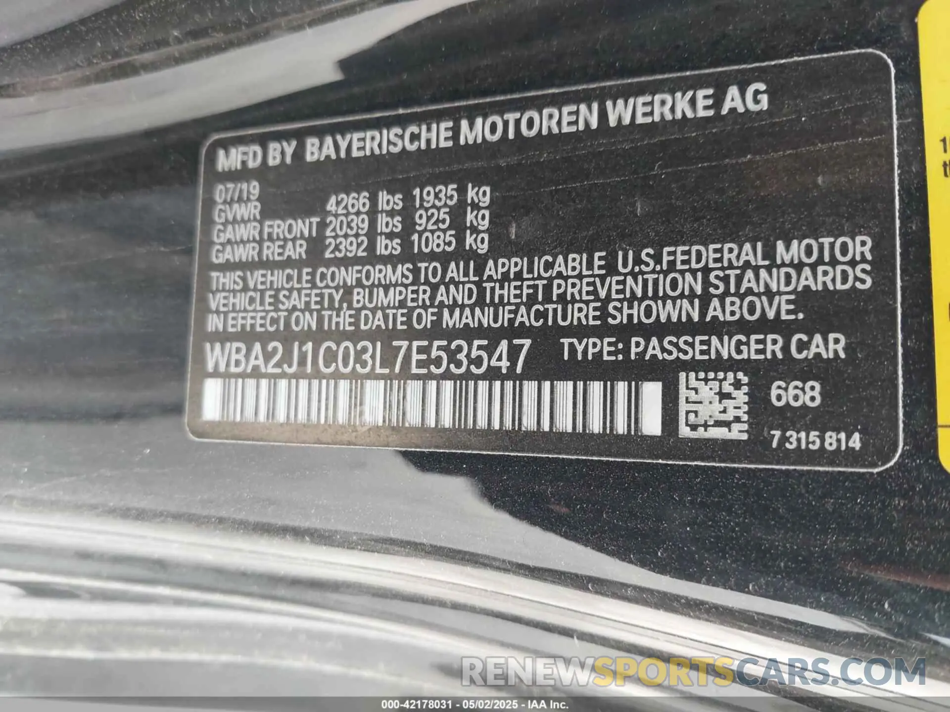 9 Photograph of a damaged car WBA2J1C03L7E53547 BMW 230I 2020