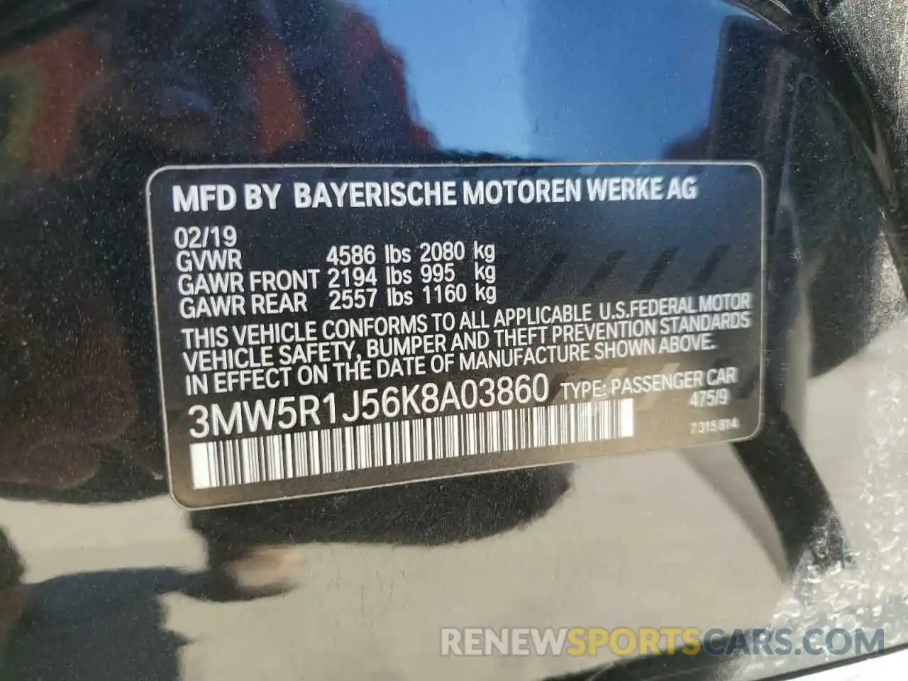 12 Photograph of a damaged car 3MW5R1J56K8A03860 BMW 3 SERIES 2019