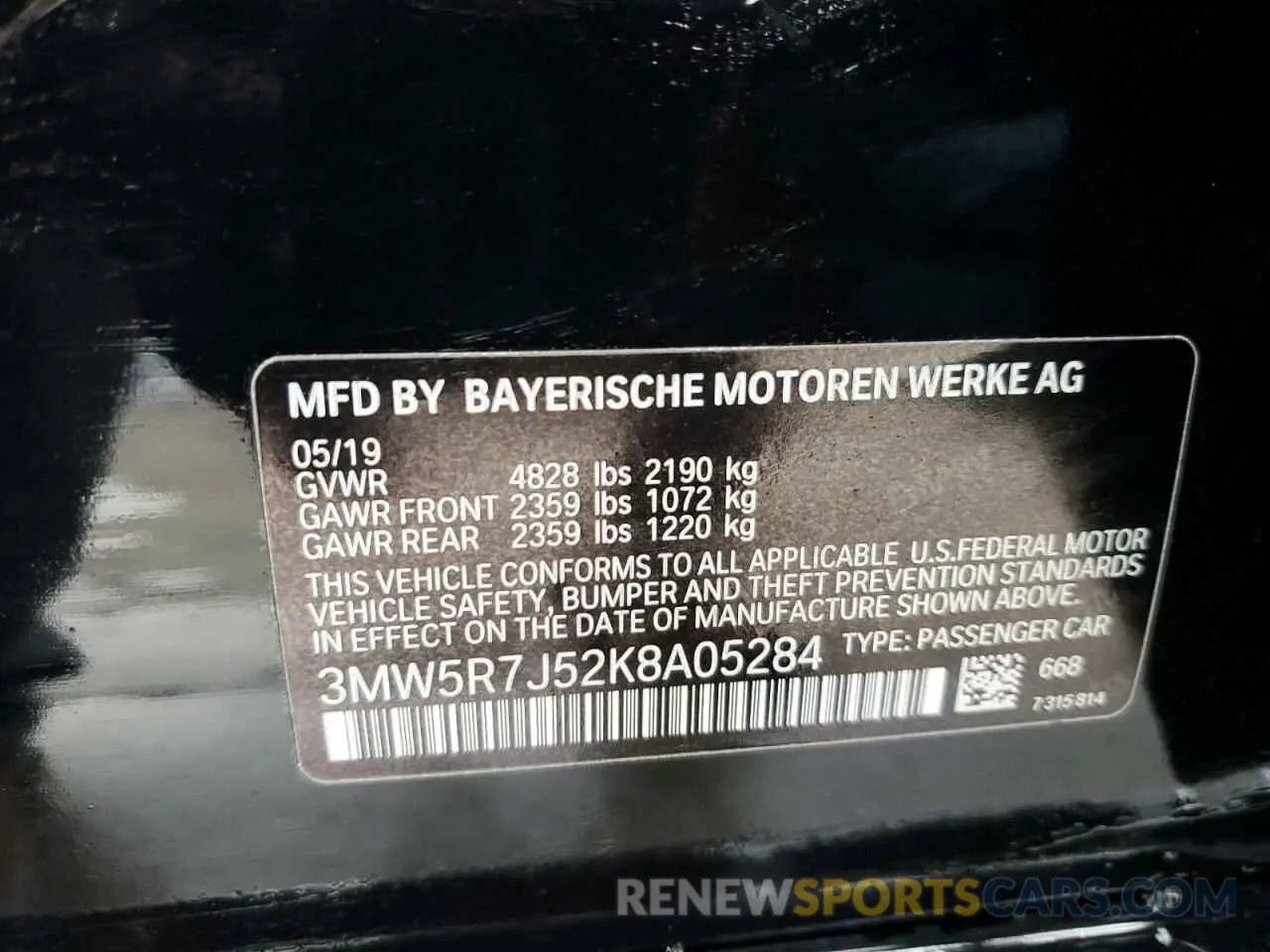 12 Photograph of a damaged car 3MW5R7J52K8A05284 BMW 3 SERIES 2019
