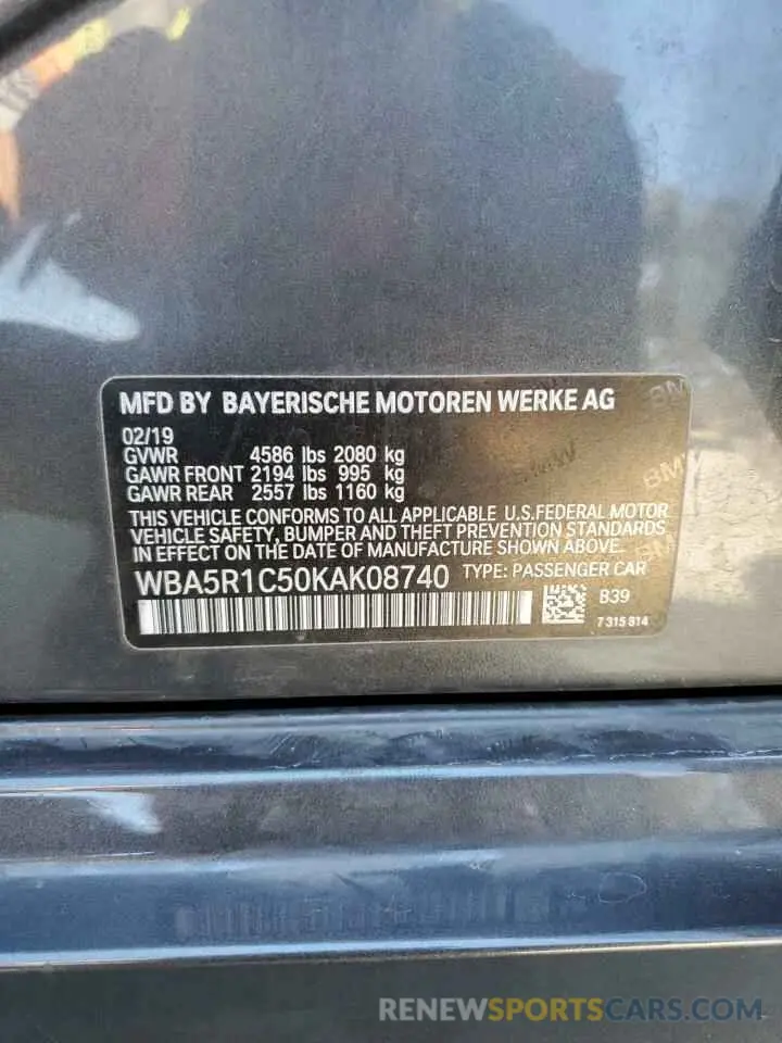 12 Photograph of a damaged car WBA5R1C50KAK08740 BMW 3 SERIES 2019