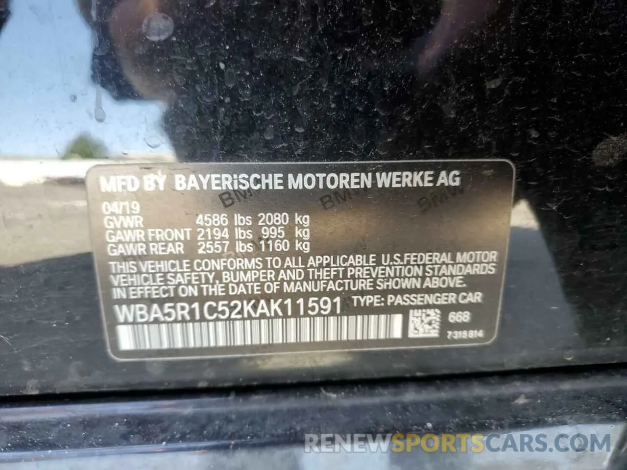 12 Photograph of a damaged car WBA5R1C52KAK11591 BMW 3 SERIES 2019