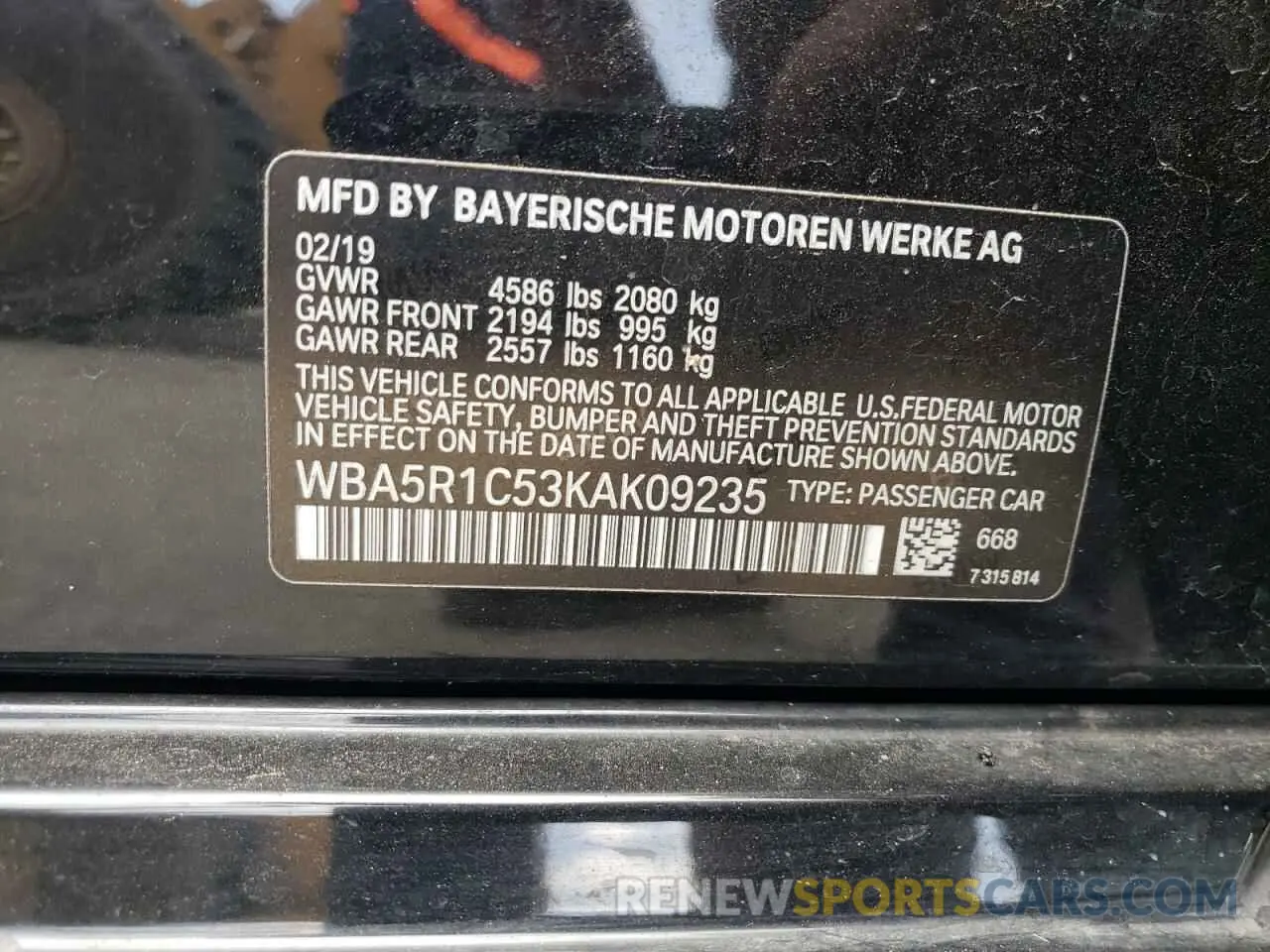 12 Photograph of a damaged car WBA5R1C53KAK09235 BMW 3 SERIES 2019