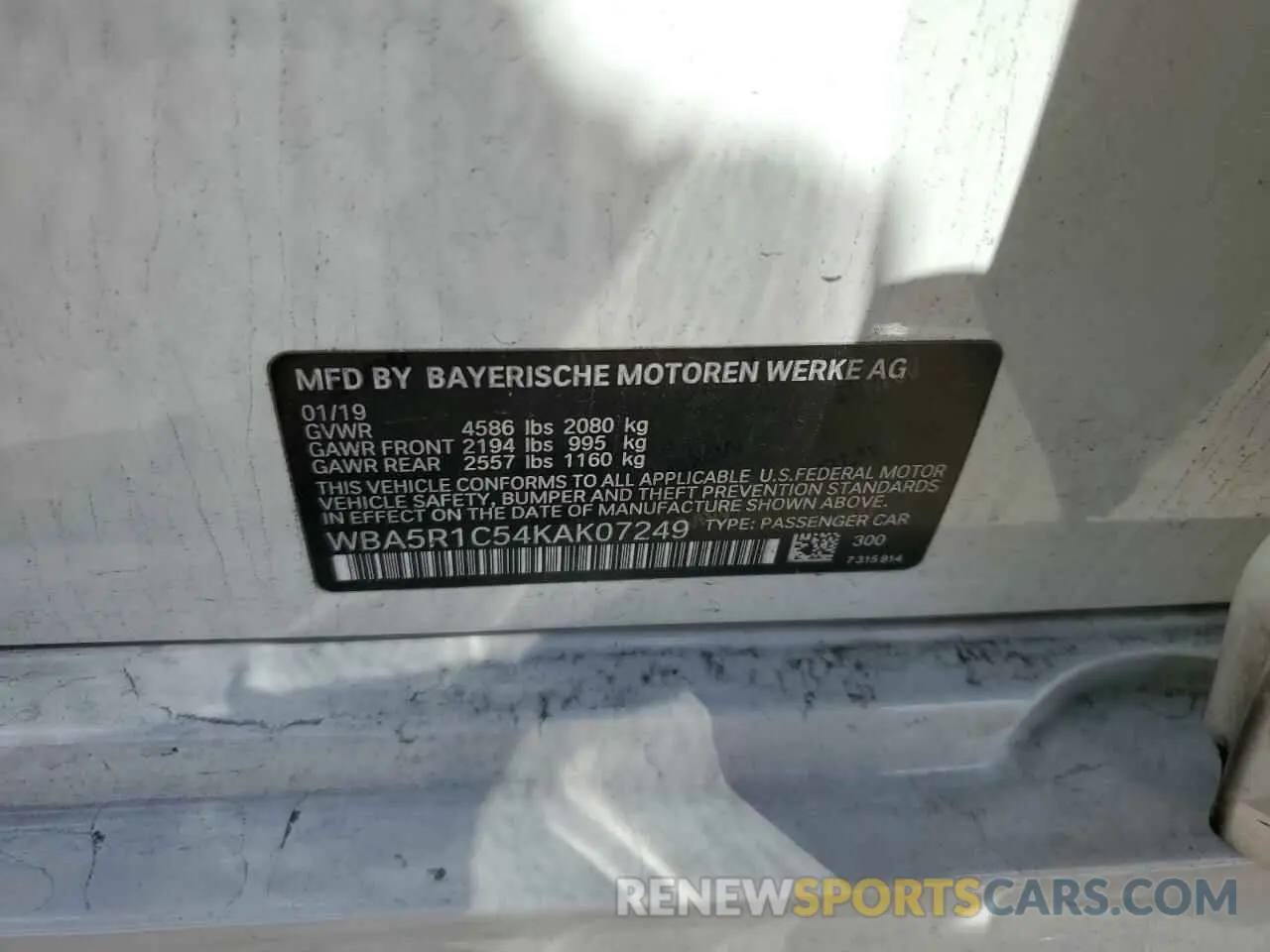 12 Photograph of a damaged car WBA5R1C54KAK07249 BMW 3 SERIES 2019