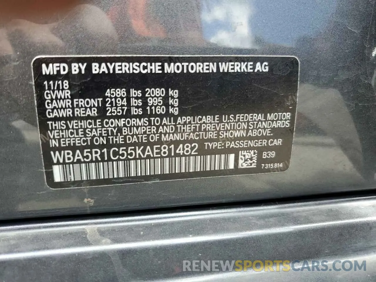 13 Photograph of a damaged car WBA5R1C55KAE81482 BMW 3 SERIES 2019