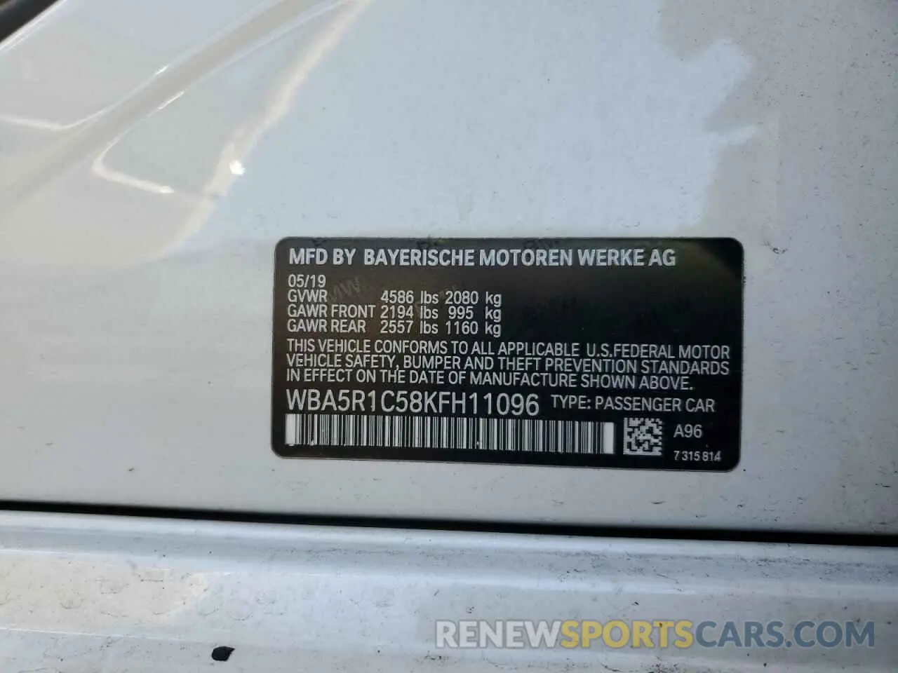 12 Photograph of a damaged car WBA5R1C58KFH11096 BMW 3 SERIES 2019