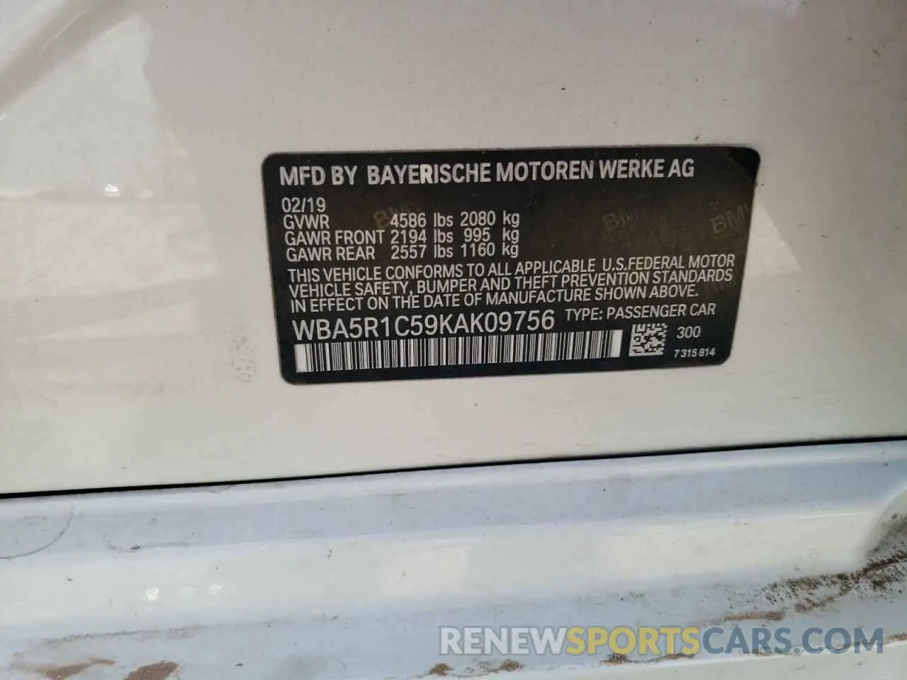 12 Photograph of a damaged car WBA5R1C59KAK09756 BMW 3 SERIES 2019