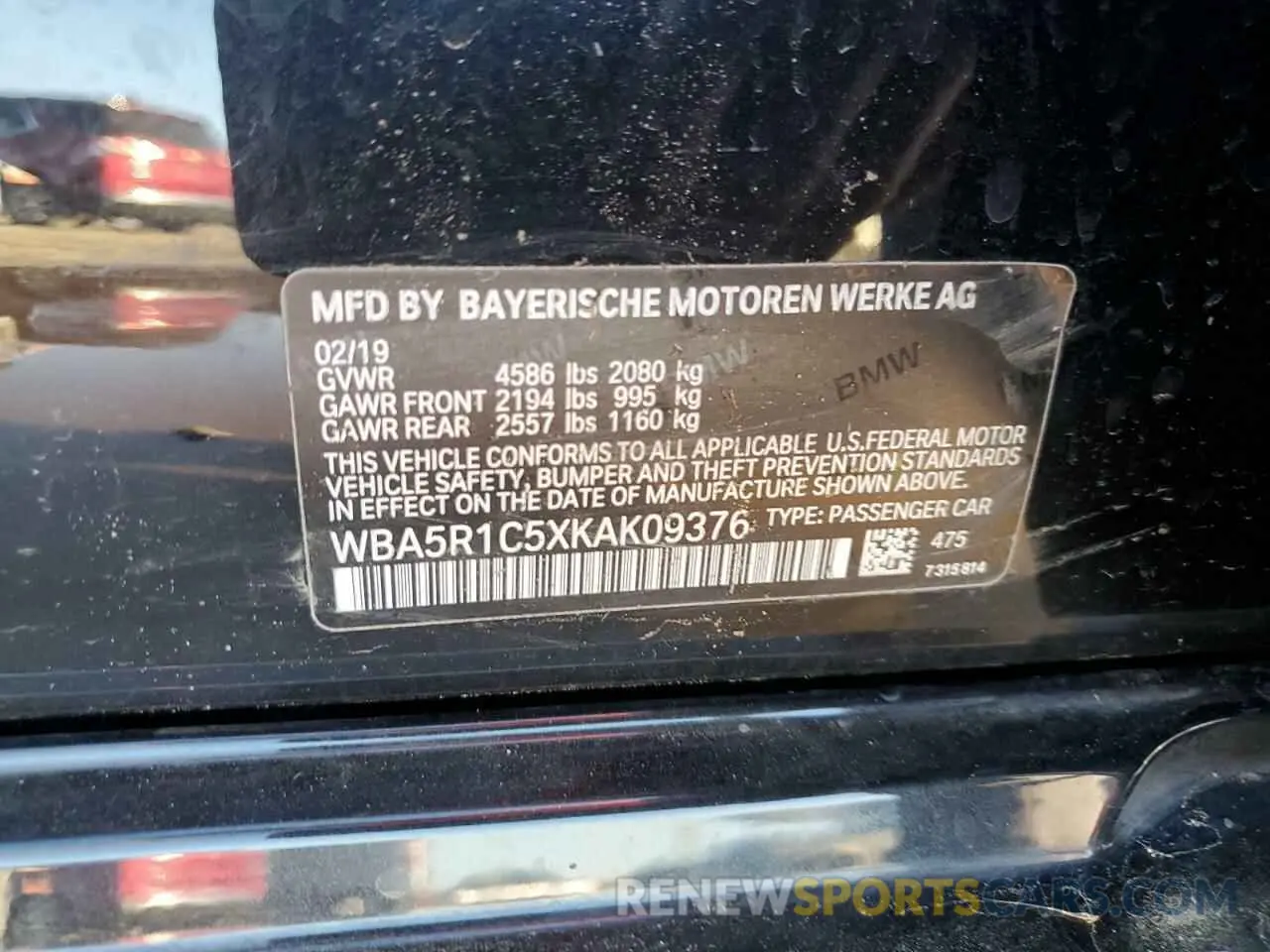 13 Photograph of a damaged car WBA5R1C5XKAK09376 BMW 3 SERIES 2019