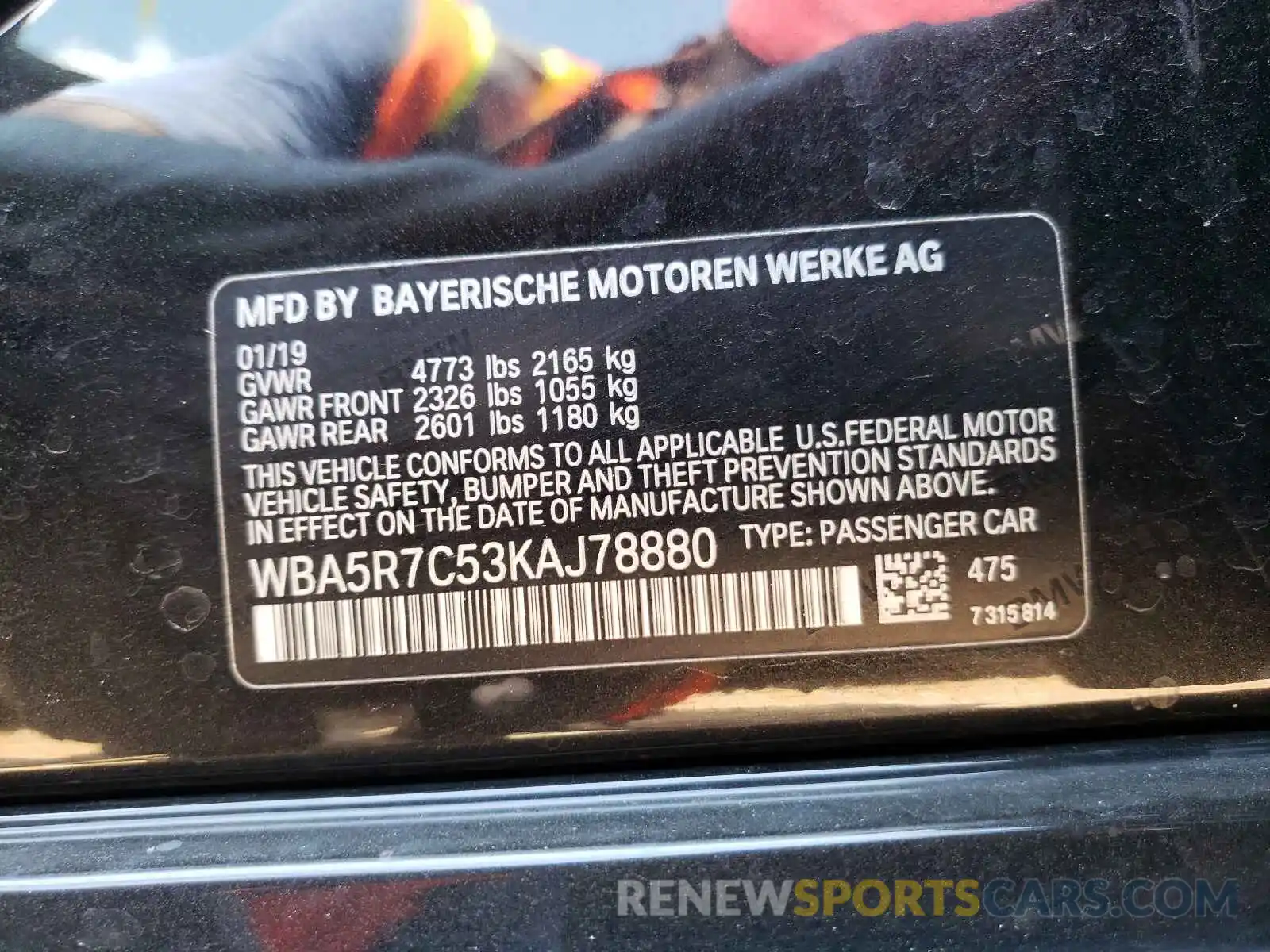 10 Photograph of a damaged car WBA5R7C53KAJ78880 BMW 3 SERIES 2019