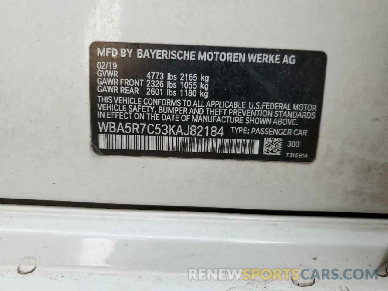 12 Photograph of a damaged car WBA5R7C53KAJ82184 BMW 3 SERIES 2019