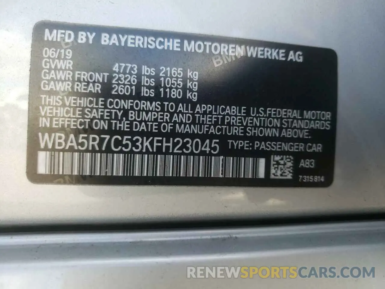 13 Photograph of a damaged car WBA5R7C53KFH23045 BMW 3 SERIES 2019