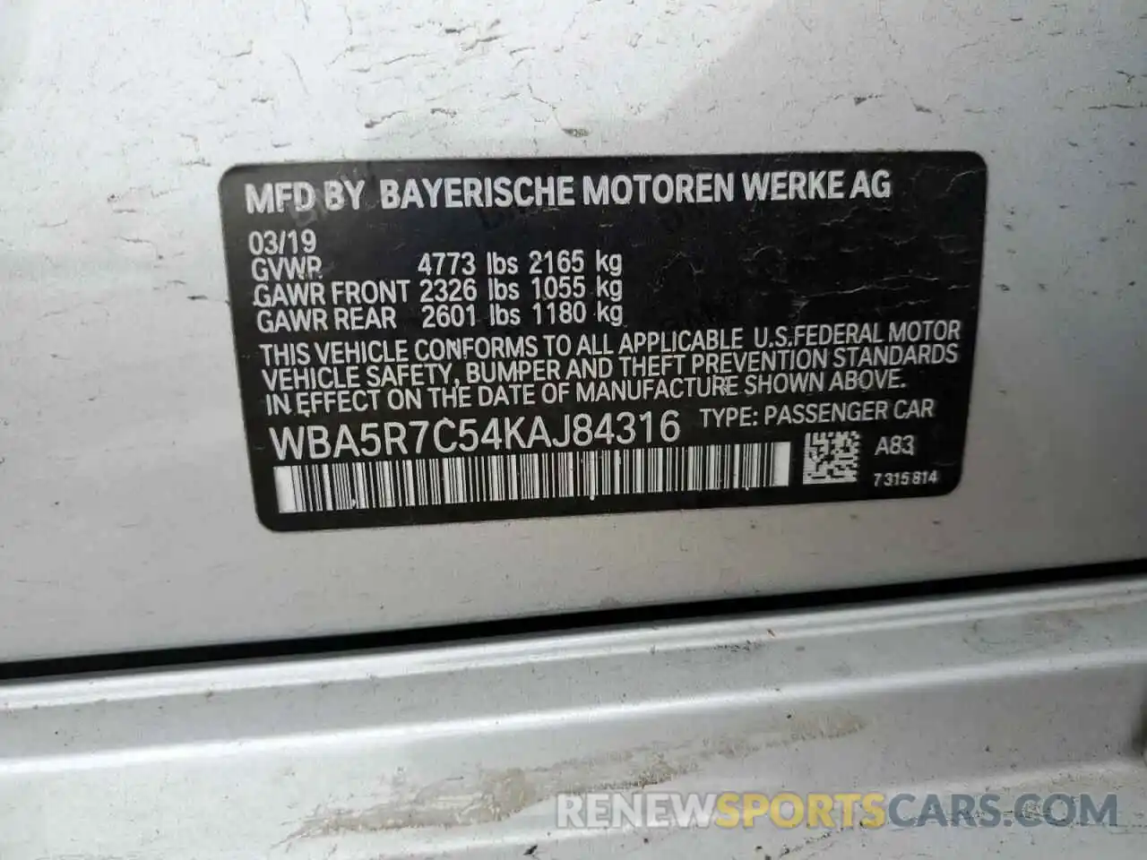 12 Photograph of a damaged car WBA5R7C54KAJ84316 BMW 3 SERIES 2019