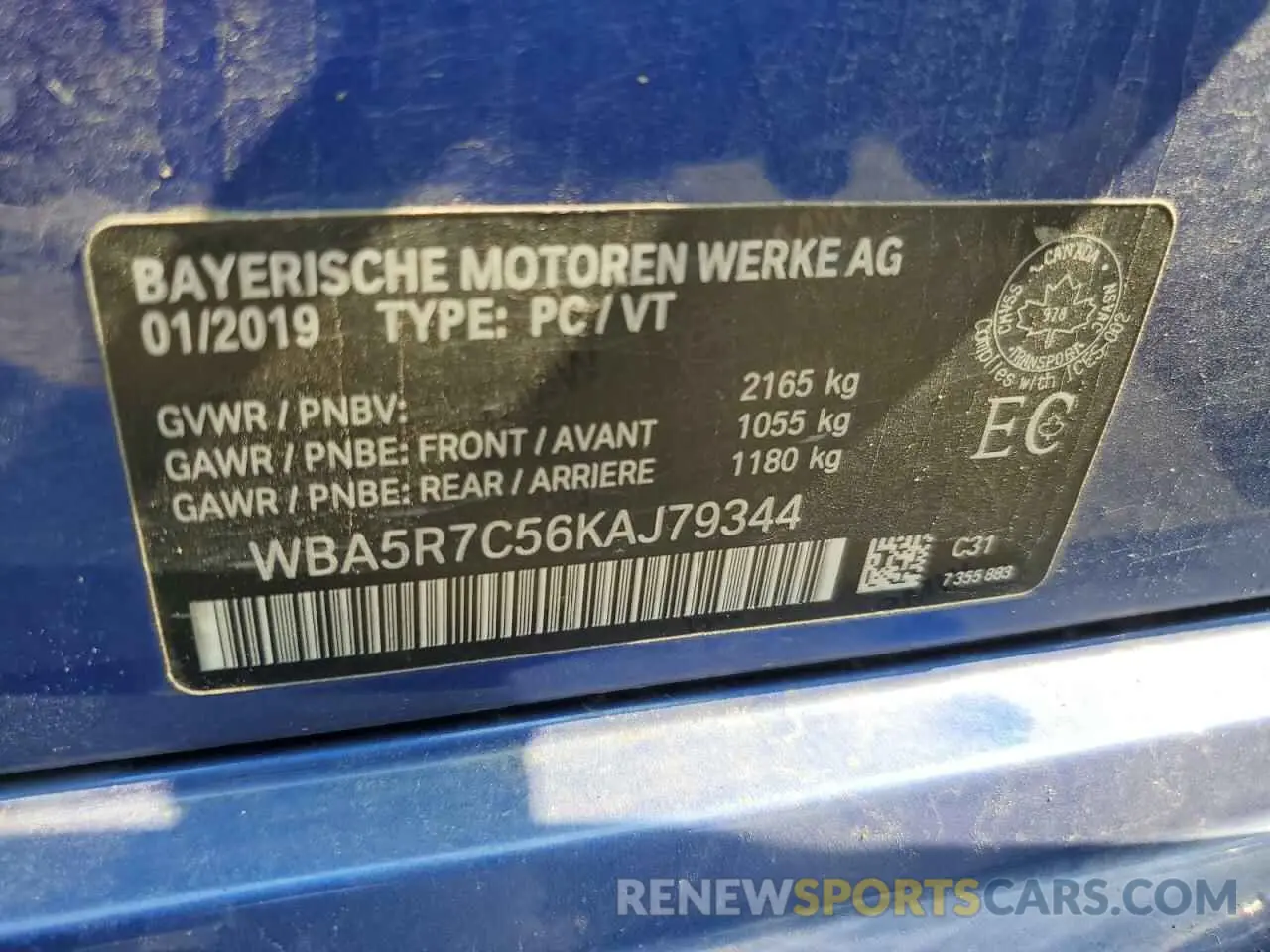 12 Photograph of a damaged car WBA5R7C56KAJ79344 BMW 3 SERIES 2019