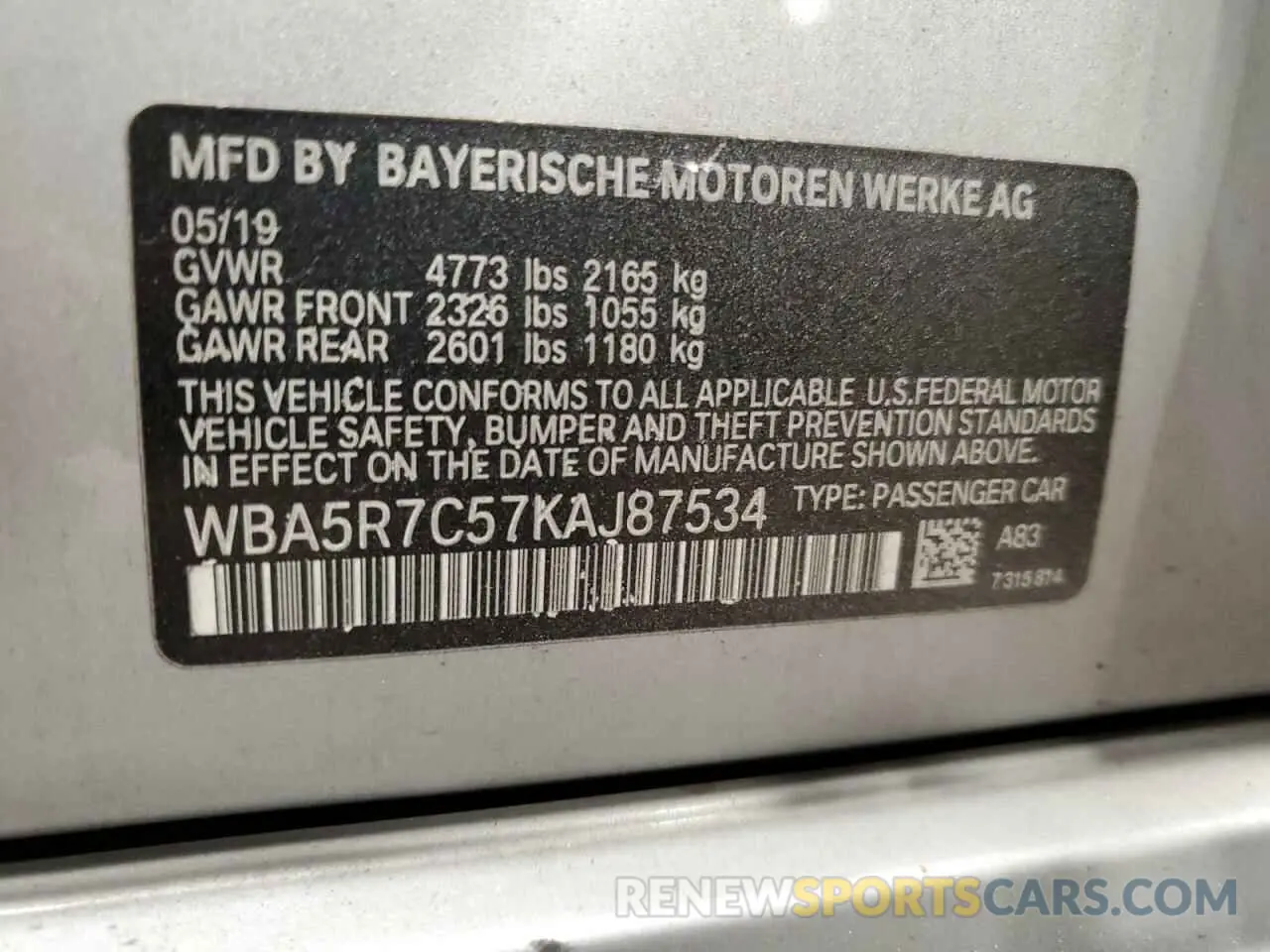 13 Photograph of a damaged car WBA5R7C57KAJ87534 BMW 3 SERIES 2019