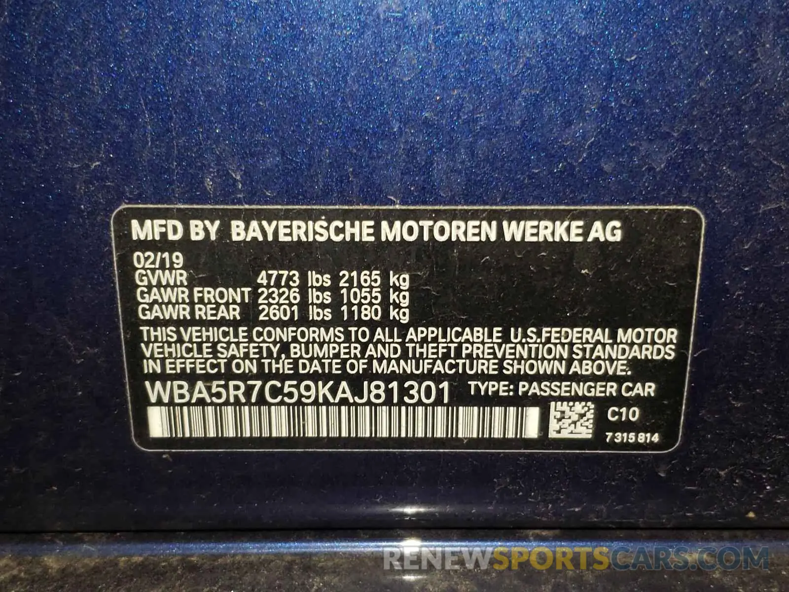 10 Photograph of a damaged car WBA5R7C59KAJ81301 BMW 3 SERIES 2019