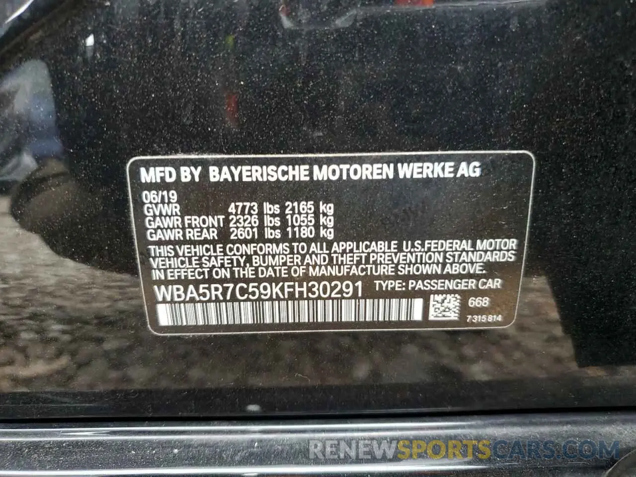 12 Photograph of a damaged car WBA5R7C59KFH30291 BMW 3 SERIES 2019