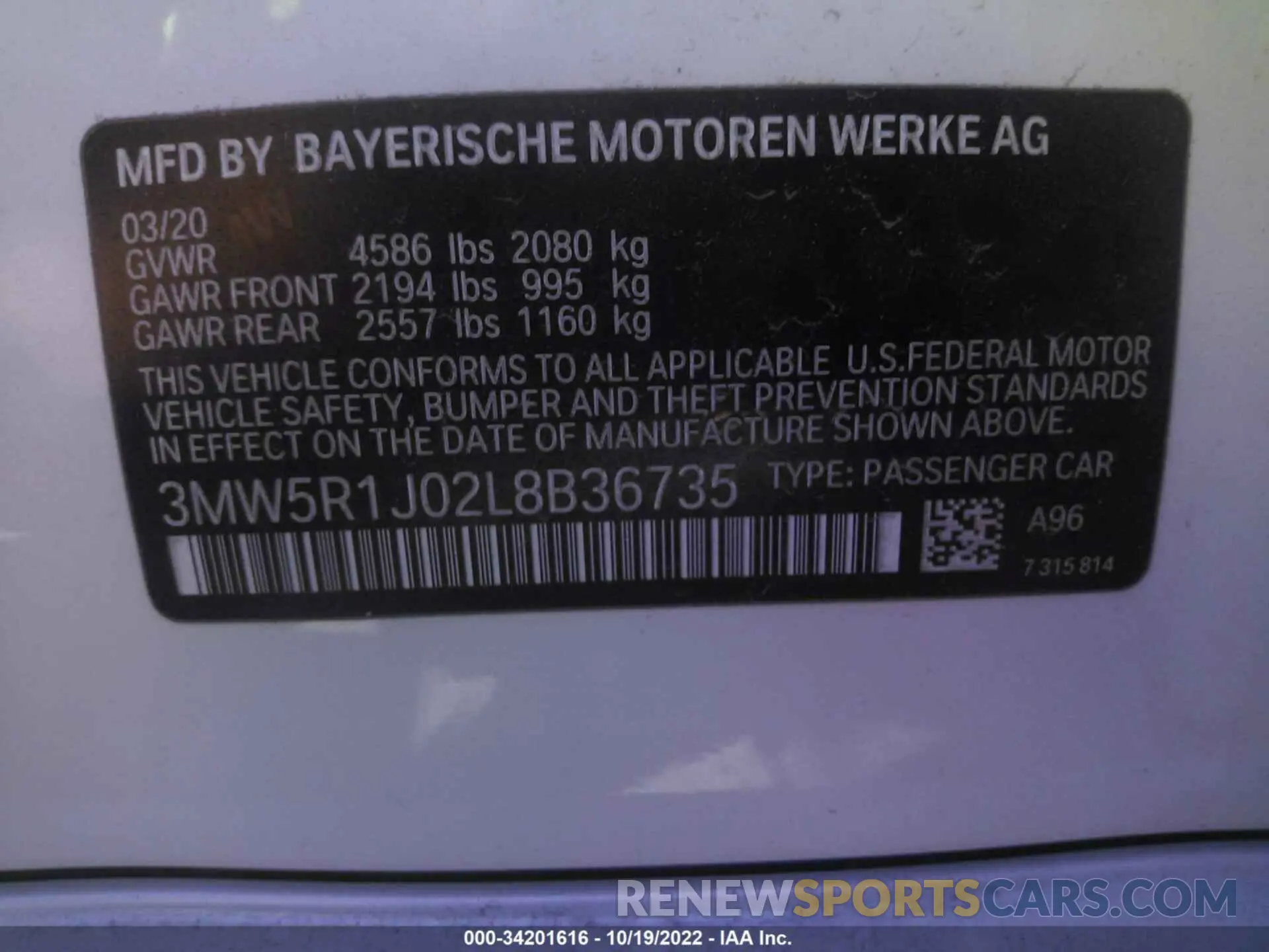 9 Photograph of a damaged car 3MW5R1J02L8B36735 BMW 3 SERIES 2020