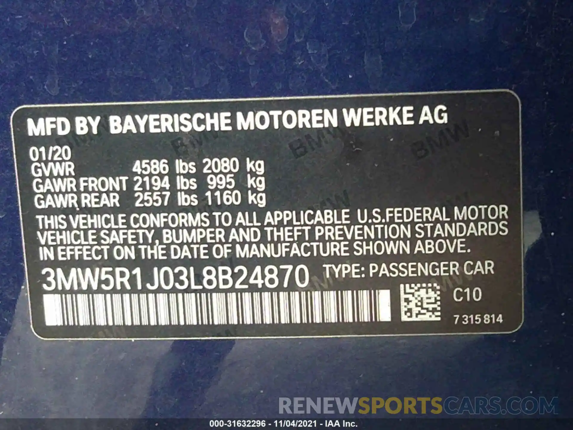 9 Photograph of a damaged car 3MW5R1J03L8B24870 BMW 3 SERIES 2020