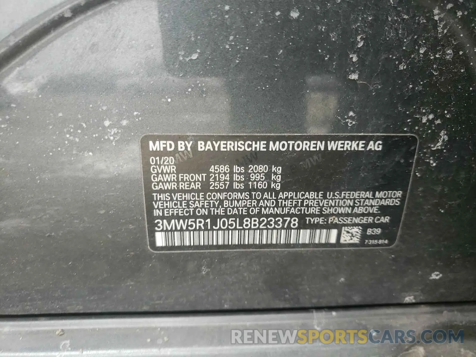 10 Photograph of a damaged car 3MW5R1J05L8B23378 BMW 3 SERIES 2020