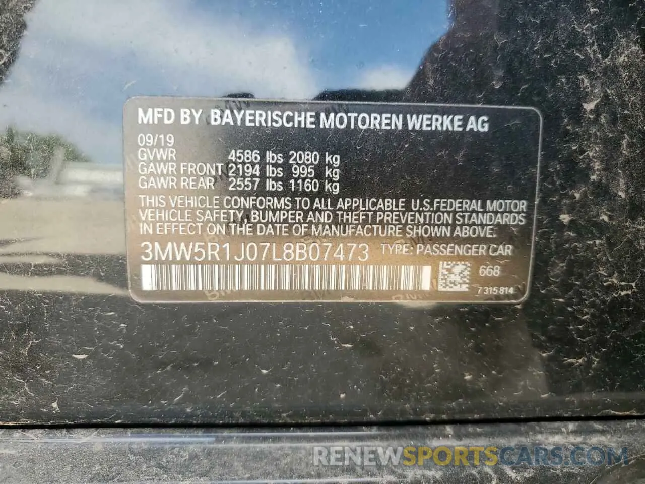 13 Photograph of a damaged car 3MW5R1J07L8B07473 BMW 3 SERIES 2020