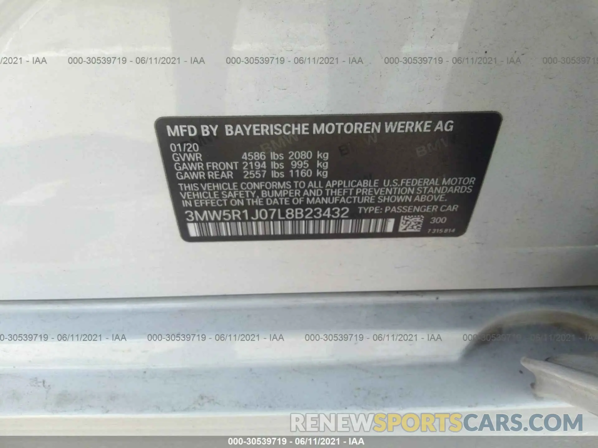 9 Photograph of a damaged car 3MW5R1J07L8B23432 BMW 3 SERIES 2020