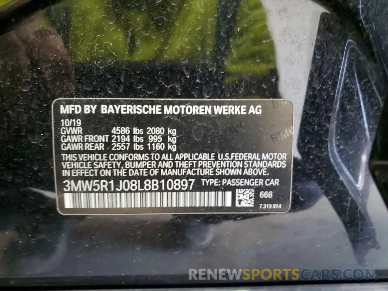 12 Photograph of a damaged car 3MW5R1J08L8B10897 BMW 3 SERIES 2020