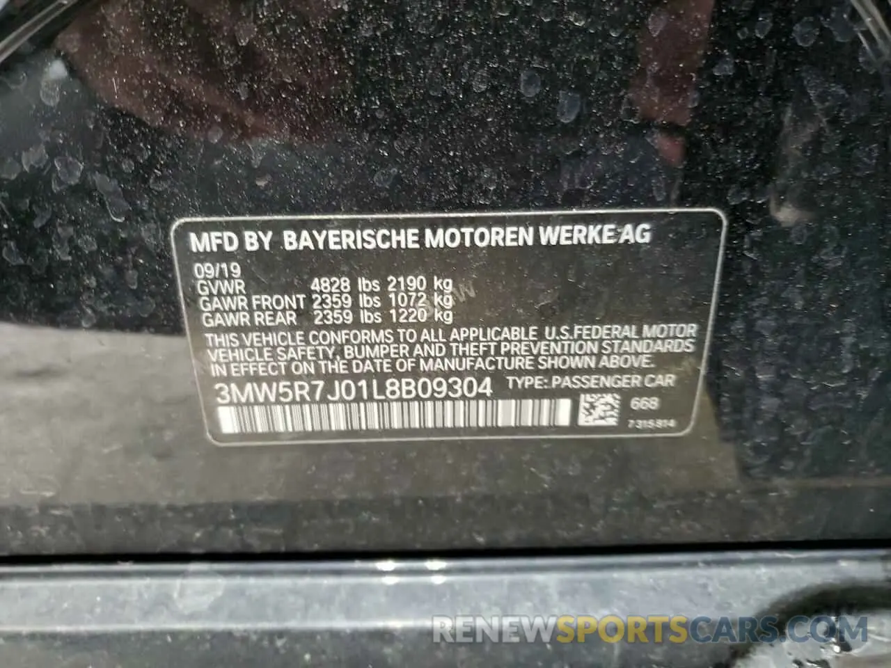 12 Photograph of a damaged car 3MW5R7J01L8B09304 BMW 3 SERIES 2020