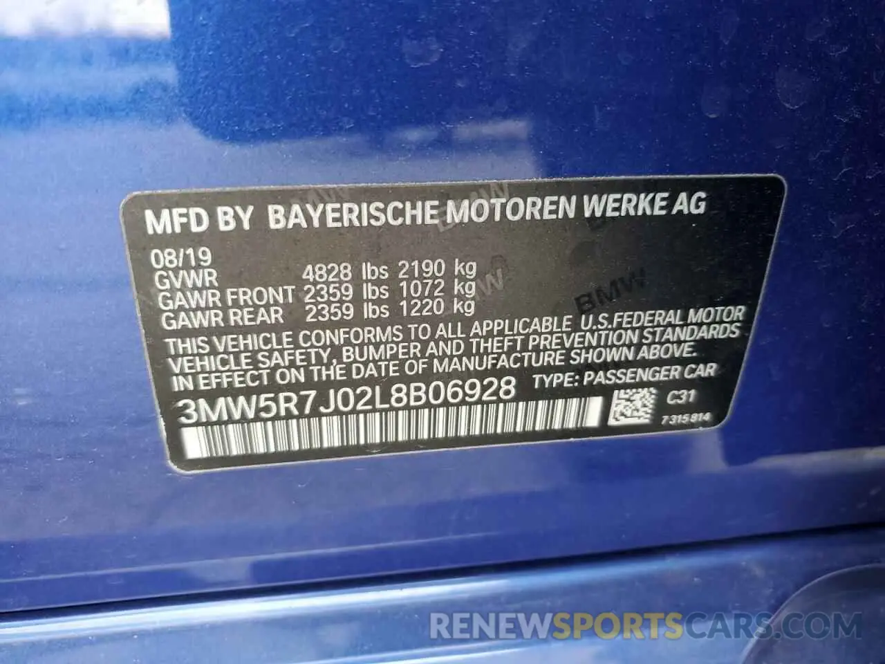 13 Photograph of a damaged car 3MW5R7J02L8B06928 BMW 3 SERIES 2020
