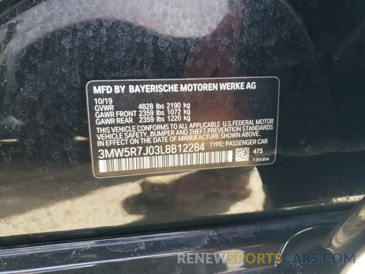12 Photograph of a damaged car 3MW5R7J03L8B12284 BMW 3 SERIES 2020