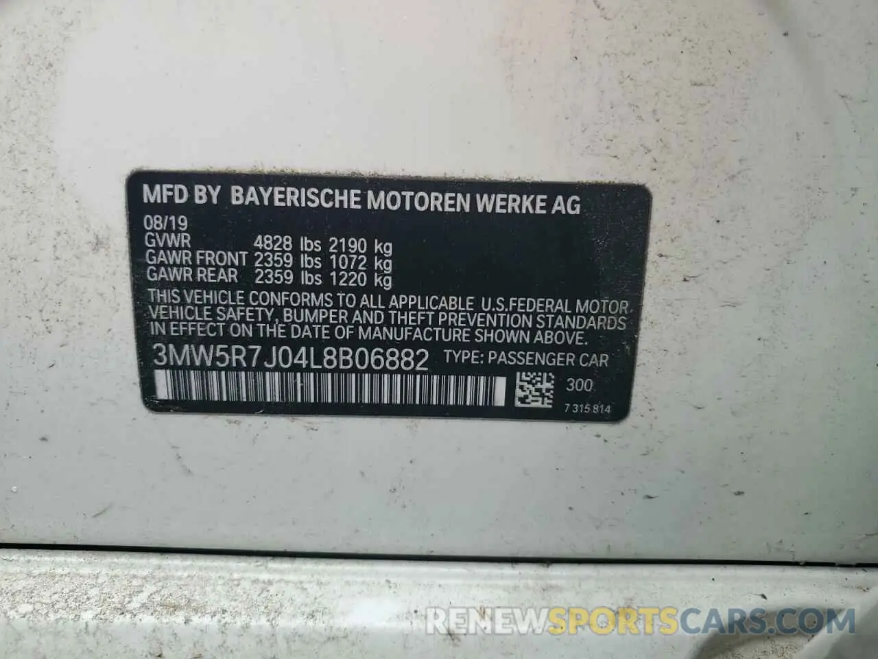 13 Photograph of a damaged car 3MW5R7J04L8B06882 BMW 3 SERIES 2020