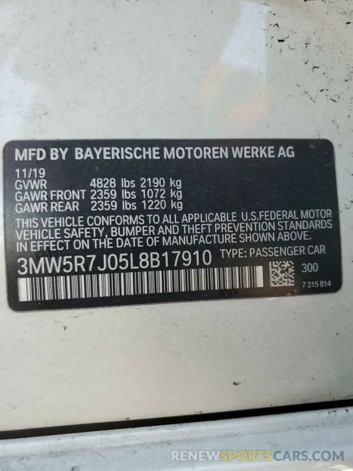 13 Photograph of a damaged car 3MW5R7J05L8B17910 BMW 3 SERIES 2020